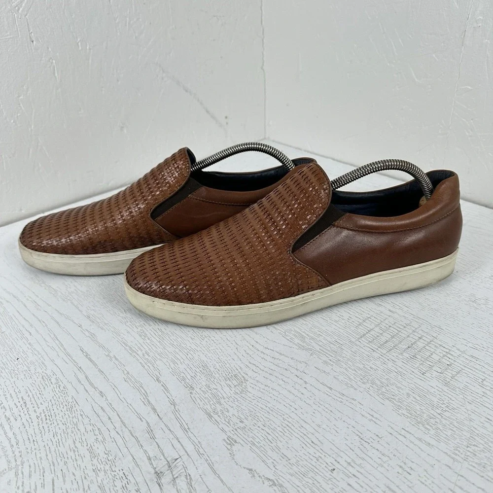 Robert Graham Dion Shoes Brown Men's 13‎ RGS5195 Woven Leather Lifestyle Sneaker